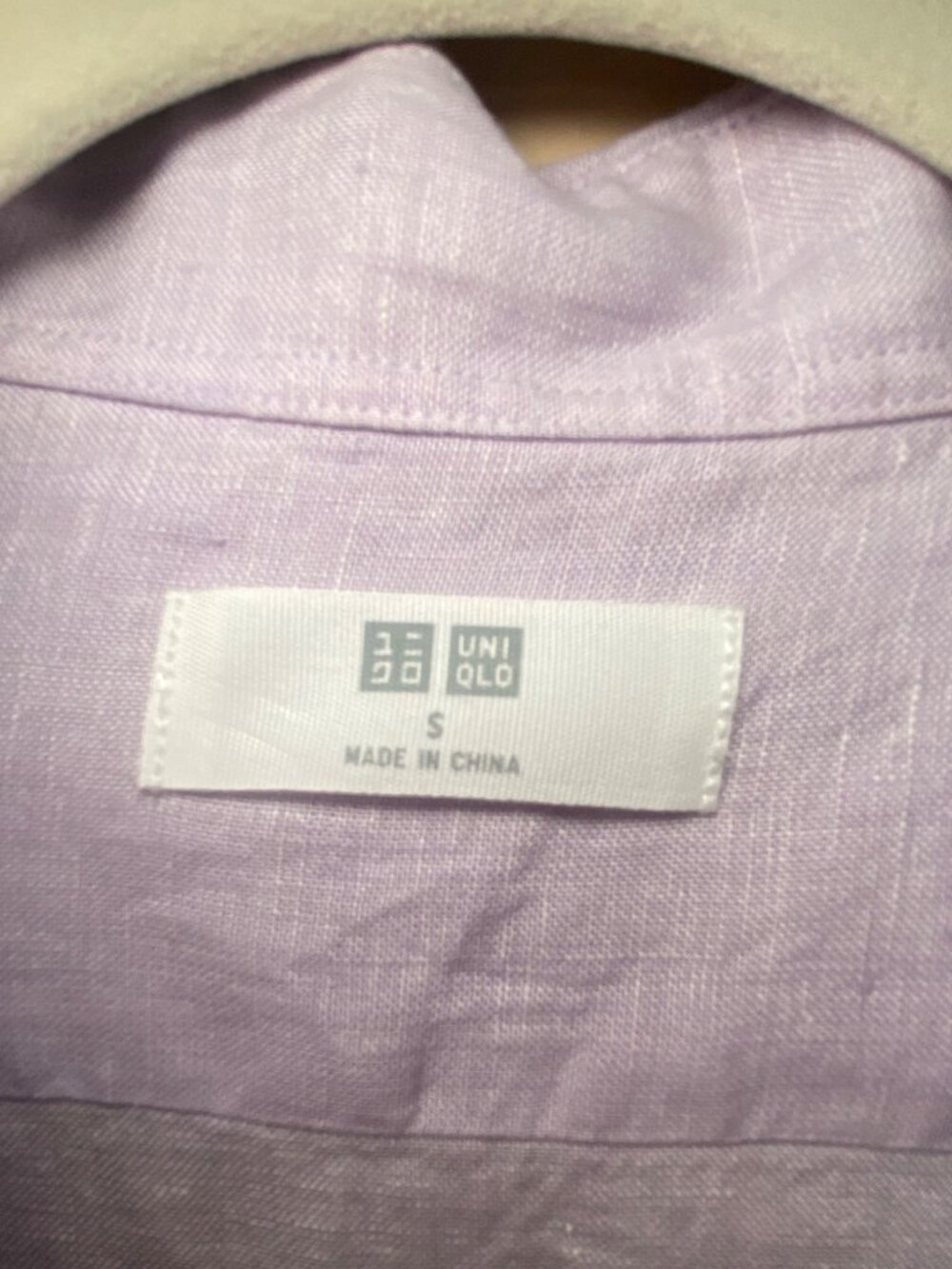 Uniqlo 100% Linen Button Front Shirt Lavender Men's/Teen Size S - Picture 4 of 7